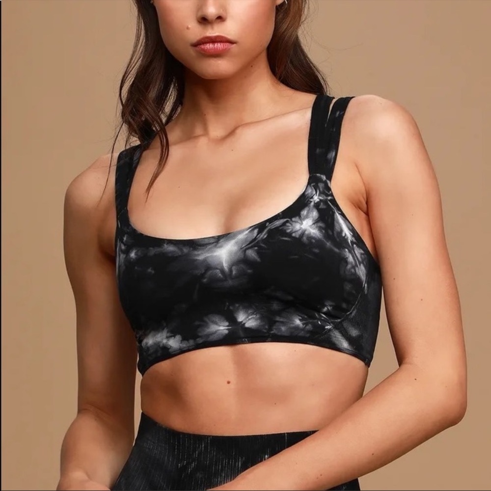 NEW Free People Movement Seamless On Radar Bra Tie Dye Black Sz M/L